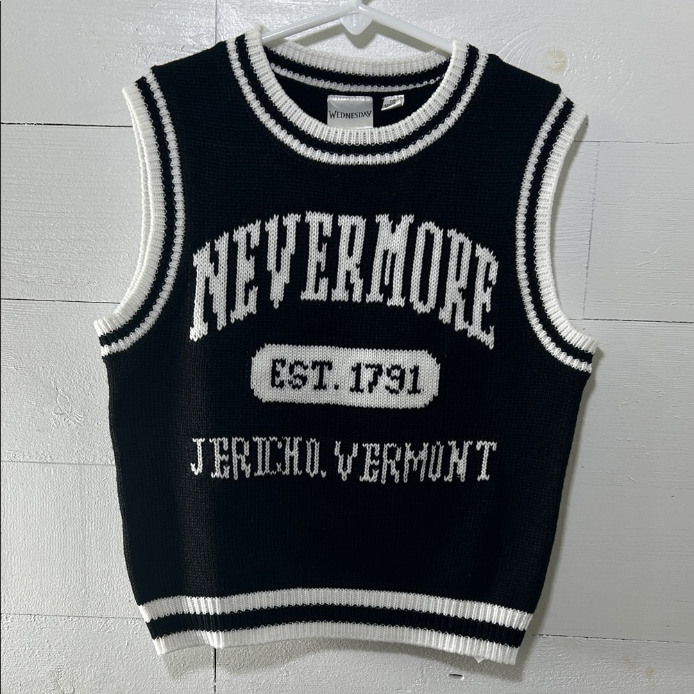 Nevermore Black & White Knit Sweater Vest
